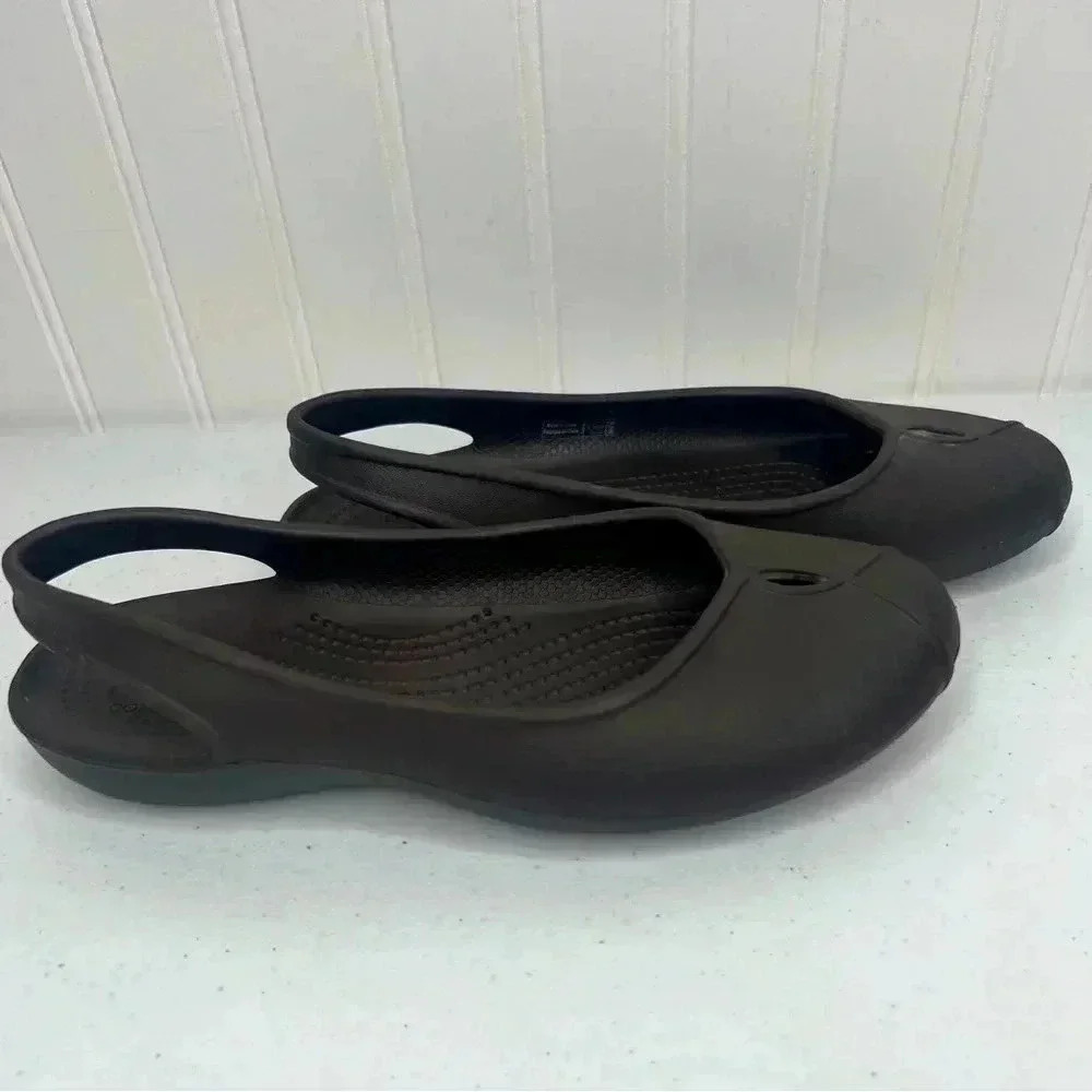 Crocs Olivia Iconic Comfort Slingback Flat Shoes‎ Sz 7